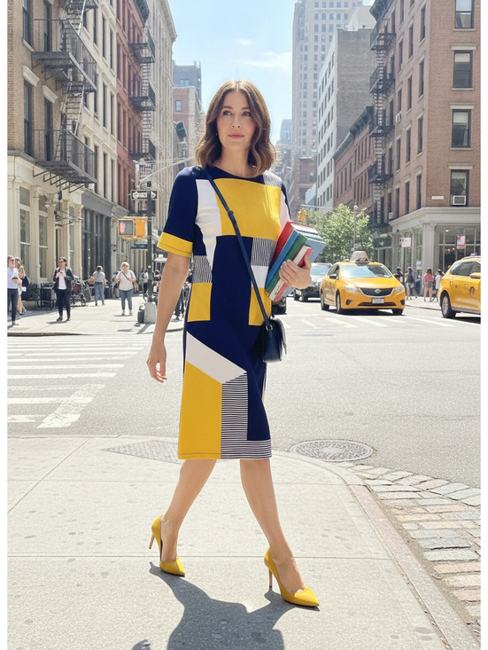 ILE New York Dresses & Skirts - ILE New York Size 8 Colorblock Geometric Pattern Dress